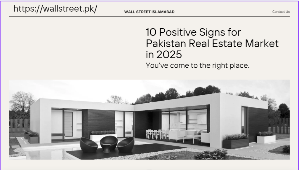 10 Positive Signs for Pakistan Real Estate Market in 2025