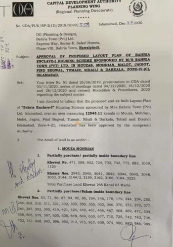 Bahria Enclave Islamabad NOC Approval